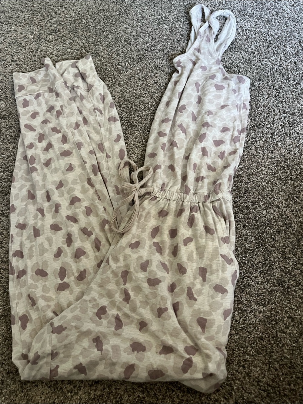American Eagle Outfitters Cream Jumpsuit with Mauve Spot Print